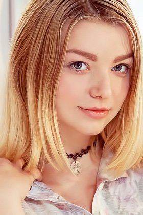 Blond-haired teen in a choker showing off her natural big breasts Videos